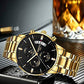 Nibosi - Golden Stainless Steel Analog Quartz Men's Watch with Black Dial