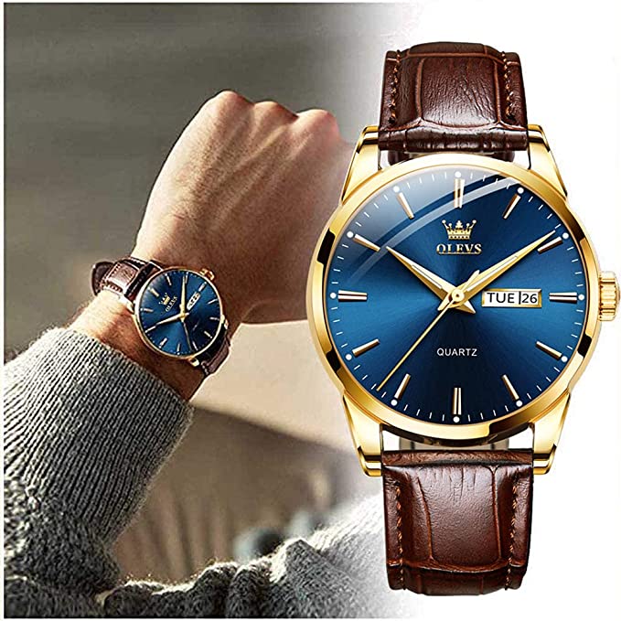 Olevs blue outlet dial watch