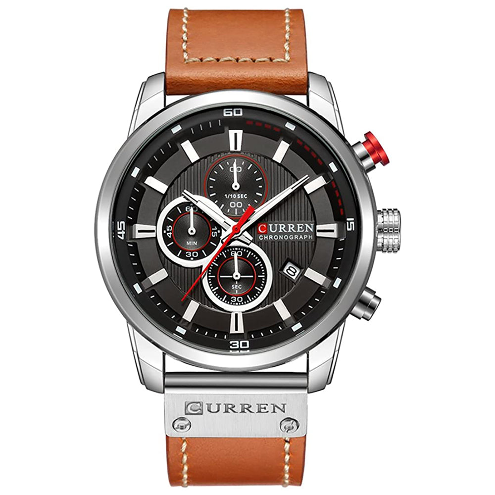 Curren Brown Leather Strap Men's Watch with Black Dial – Watch Empire SA
