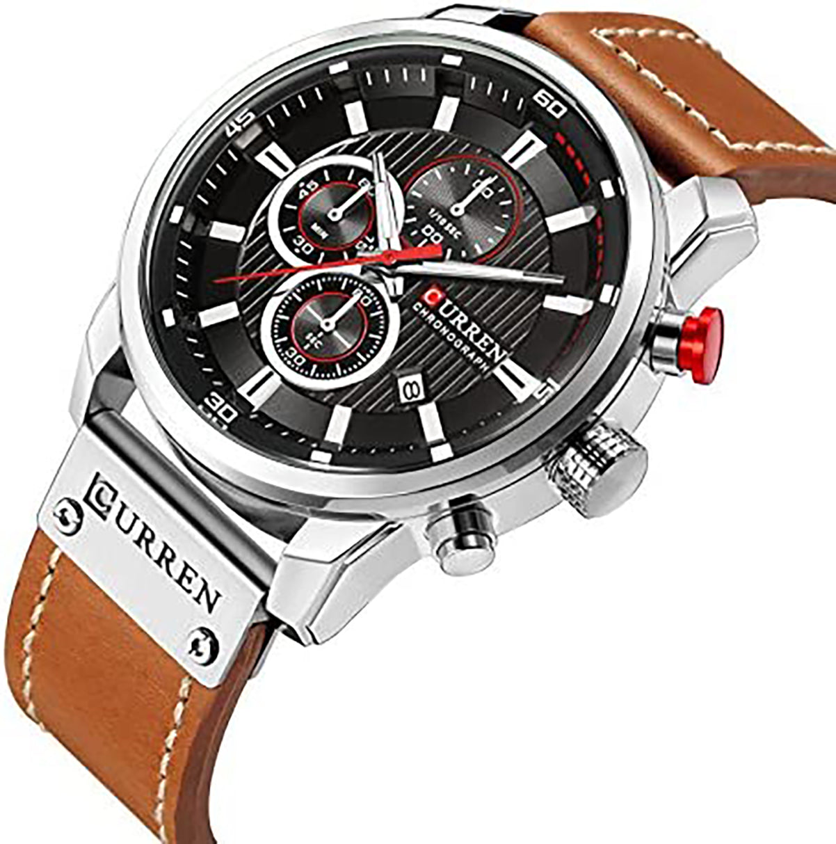 Curren Brown Leather Strap Men's Watch with Black Dial – Watch Empire SA